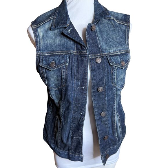 Express Jeans Denim Vest small dark wash - Picture 1 of 11